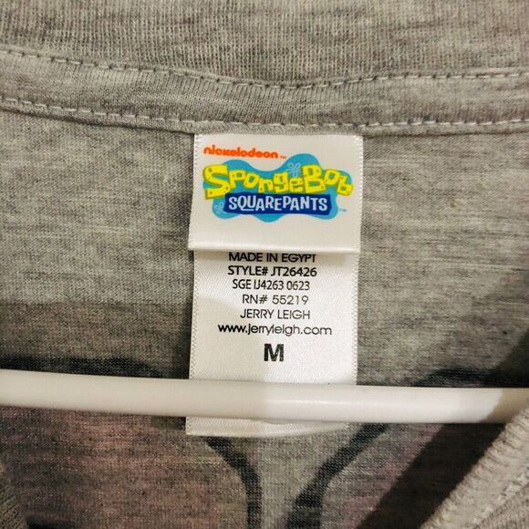 Nickelodeon Women's T-Shirt Spongebob Square Pants Graphic Crew Neck Gray Medium - Picture 5 of 7